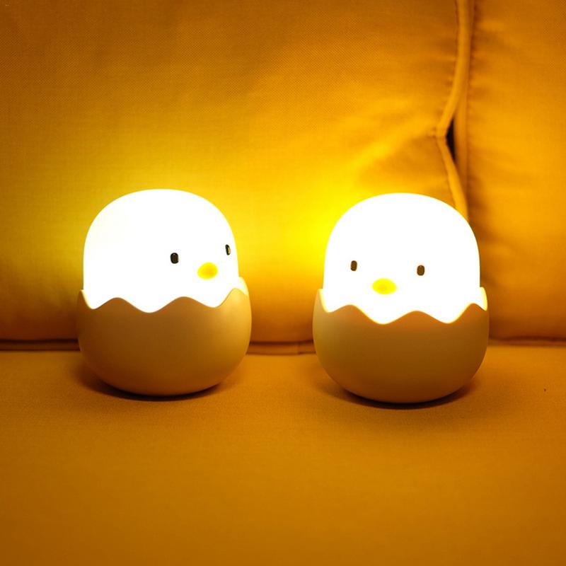 Silicone Chicken Egg Touch Sensor LED Night Light - Great for Kids rooms - USB Charge - Night Lamp