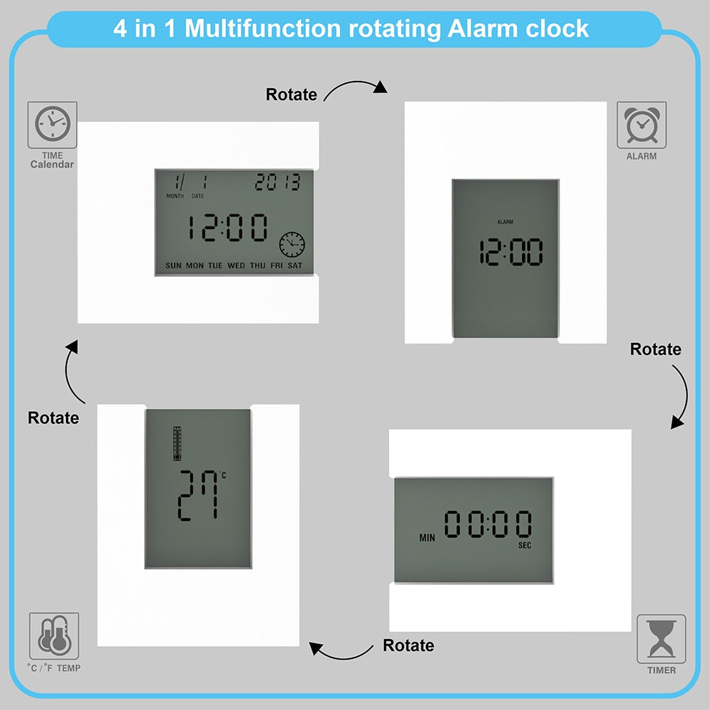 Digital Table LCD Alarm Clock White with Calendar