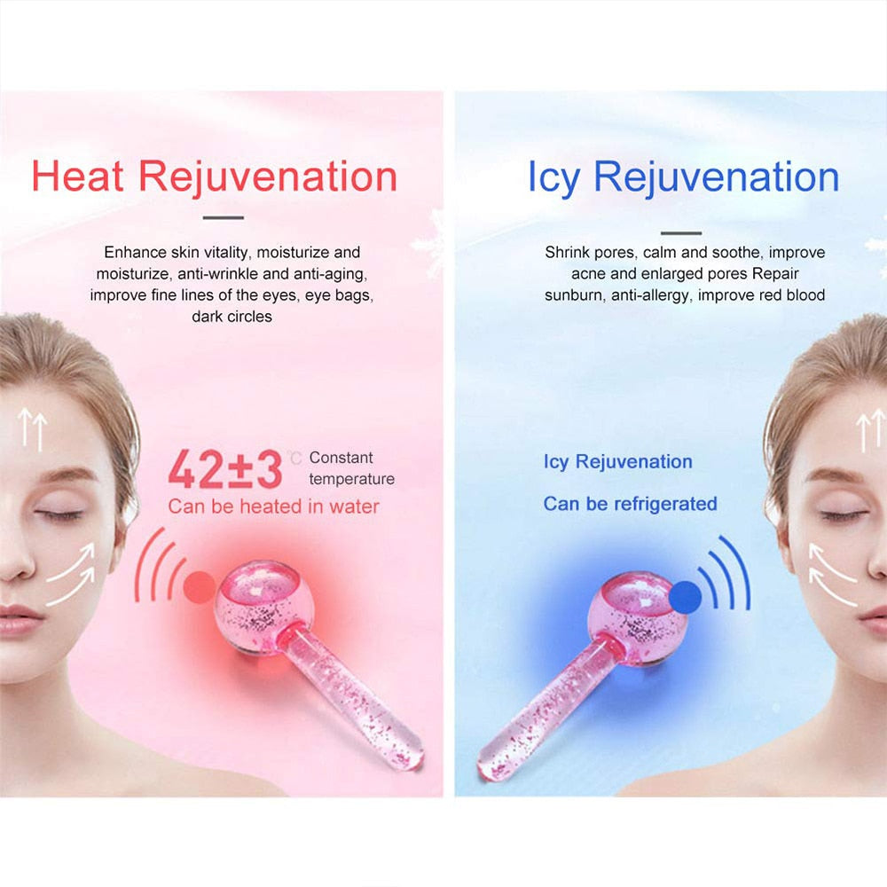 Facial Ice Globe Rollers Cool Globes for Facial Treatment Massage Globes for Redness Soothing Ice Cooling Roller Beauty Globes