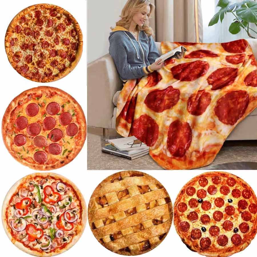 WOSTAR Soft warm flannel tortilla pizza blanket 200Gsm round shape lavash wool sofa plaid plush bedspread winter throw blanket