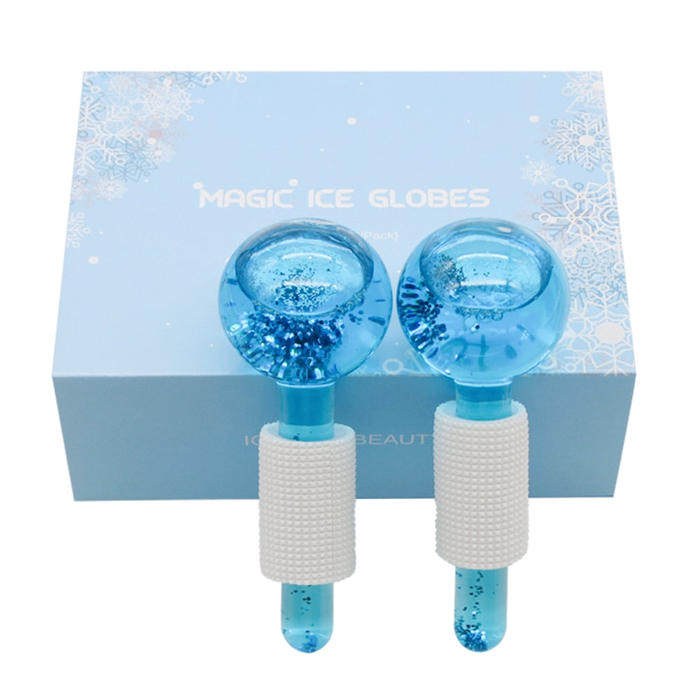 Facial Ice Globe Rollers Cool Globes for Facial Treatment Massage Globes for Redness Soothing Ice Cooling Roller Beauty Globes