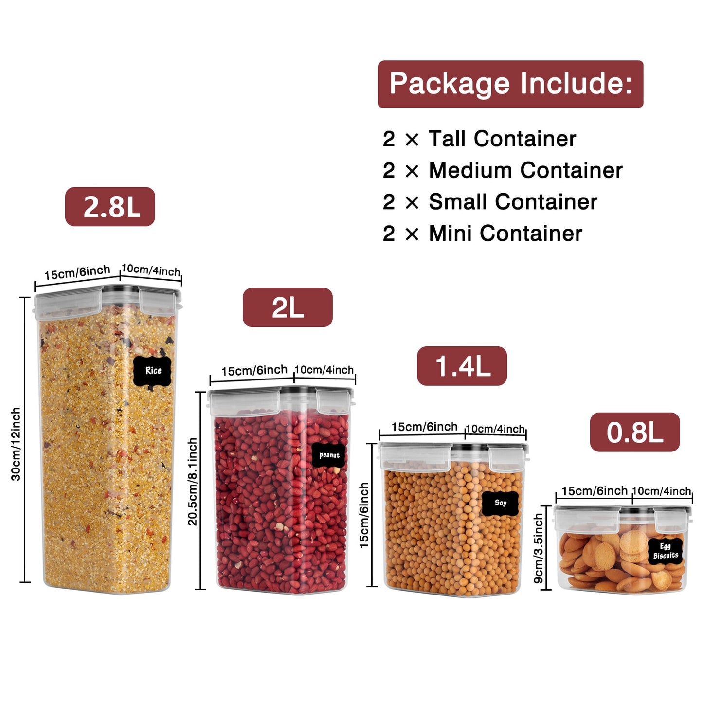 GoMaihe Food containers Kitchen jars storage Organization Cereal Dispenser for Storing Pasta kitchen Storage Organizer boxes