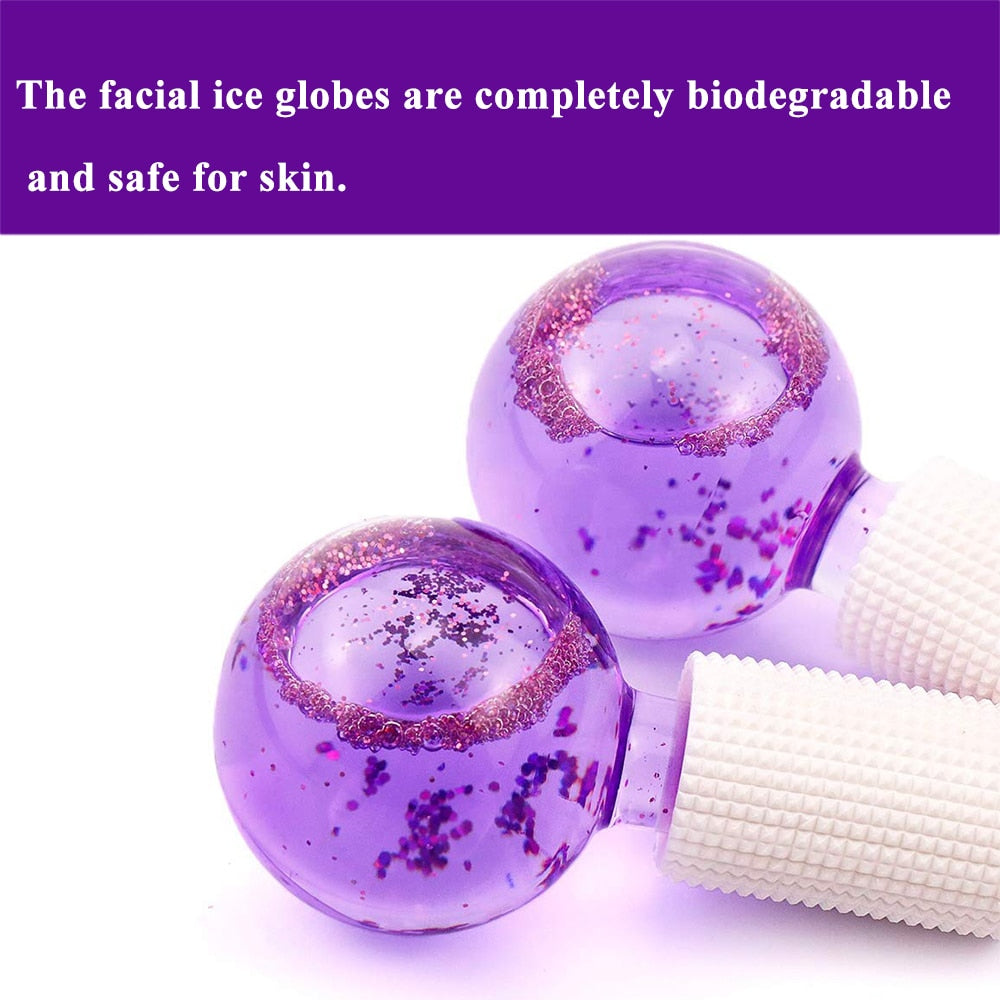 Facial Ice Globe Rollers Cool Globes for Facial Treatment Massage Globes for Redness Soothing Ice Cooling Roller Beauty Globes