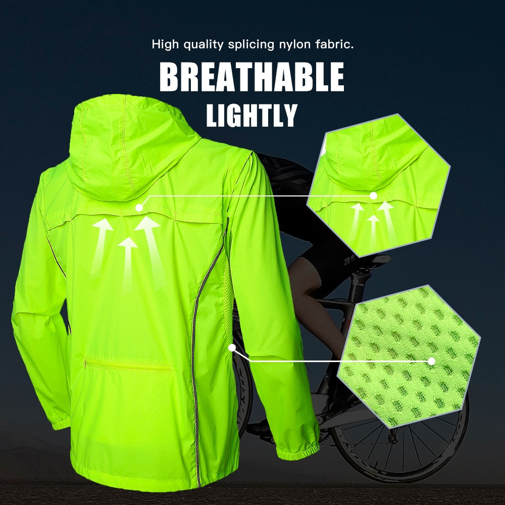 QUESHARK Men Windproof Waterproof Reflective Cycling Jacket MTB Bicycle Long Sleeve Windbreaker Sleeveless Vest Bike Coat Jersey
