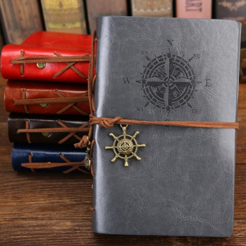 Retro Spiral Notebook Diary Notepad Vintage Pirate Anchors PU Leather Note Book Replaceable Stationery Gift Traveler Journal
