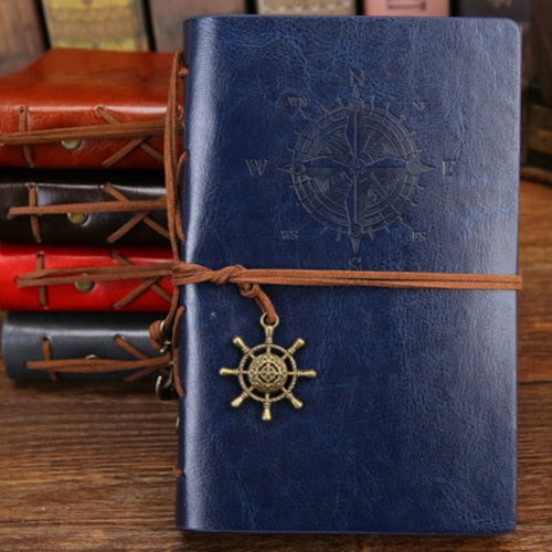 Retro Spiral Notebook Diary Notepad Vintage Pirate Anchors PU Leather Note Book Replaceable Stationery Gift Traveler Journal