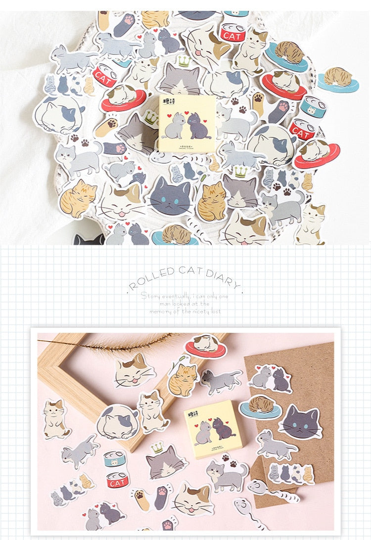 45pcs/pack Playful Cats Cute Decorative Stickers