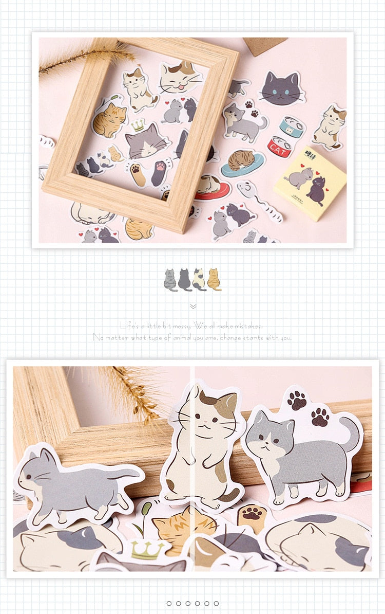 45pcs/pack Playful Cats Cute Decorative Stickers
