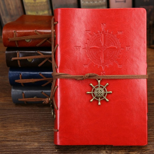 Retro Spiral Notebook Diary Notepad Vintage Pirate Anchors PU Leather Note Book Replaceable Stationery Gift Traveler Journal