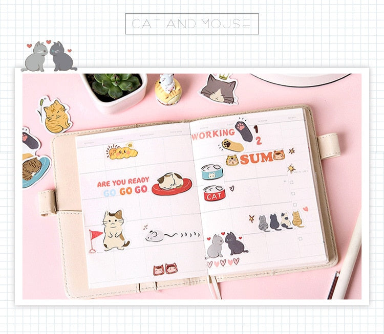 45pcs/pack Playful Cats Cute Decorative Stickers