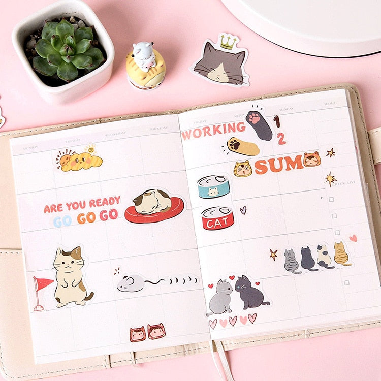 45pcs/pack Playful Cats Cute Decorative Stickers