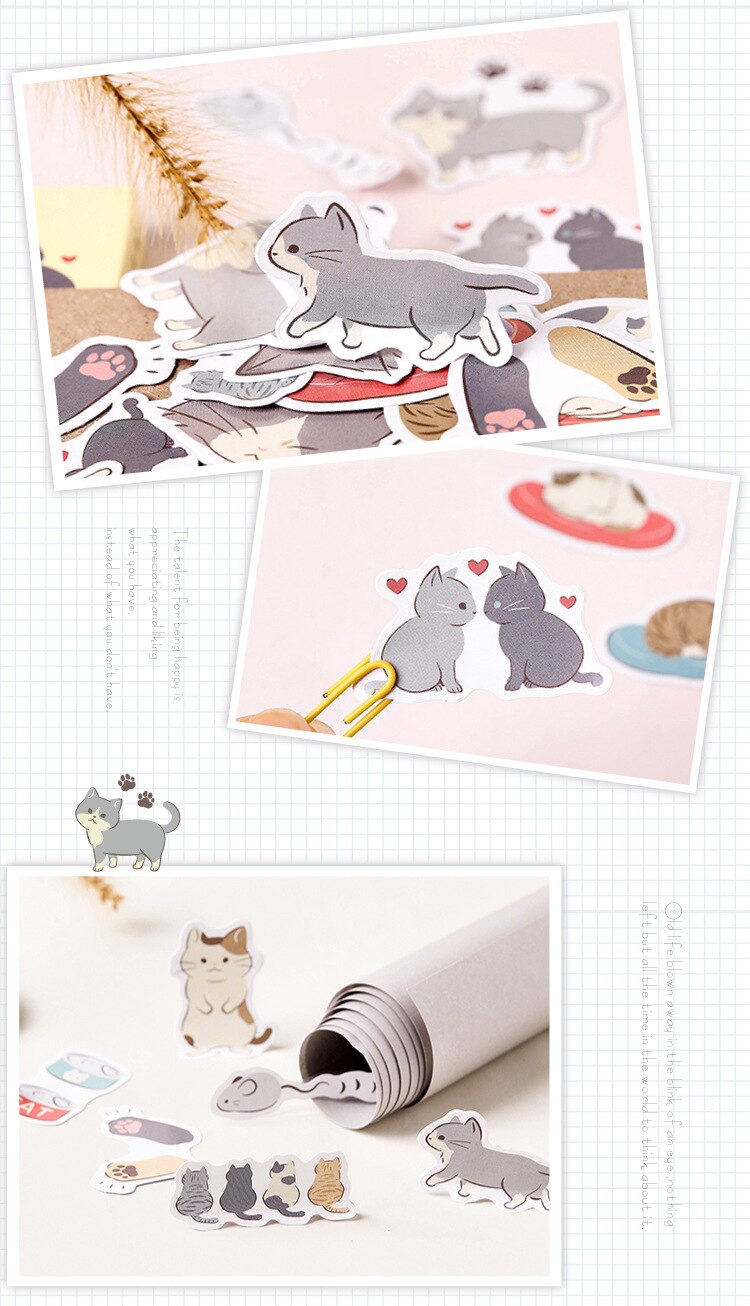 45pcs/pack Playful Cats Cute Decorative Stickers