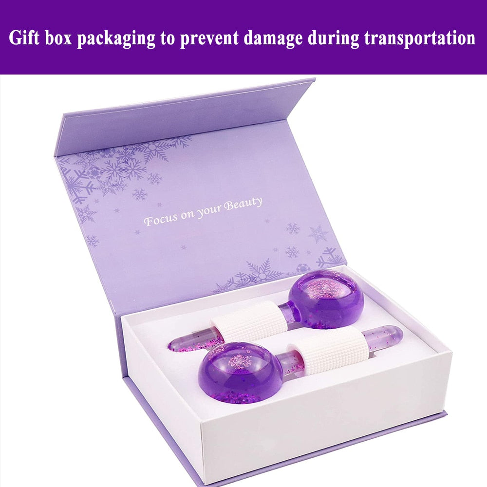 Facial Ice Globe Rollers Cool Globes for Facial Treatment Massage Globes for Redness Soothing Ice Cooling Roller Beauty Globes