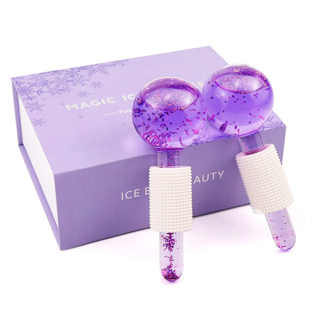 Facial Ice Globe Rollers Cool Globes for Facial Treatment Massage Globes for Redness Soothing Ice Cooling Roller Beauty Globes
