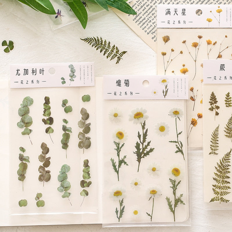 Yoofun Daisy Clover Babysbreath Fern Transparent PET Stickers