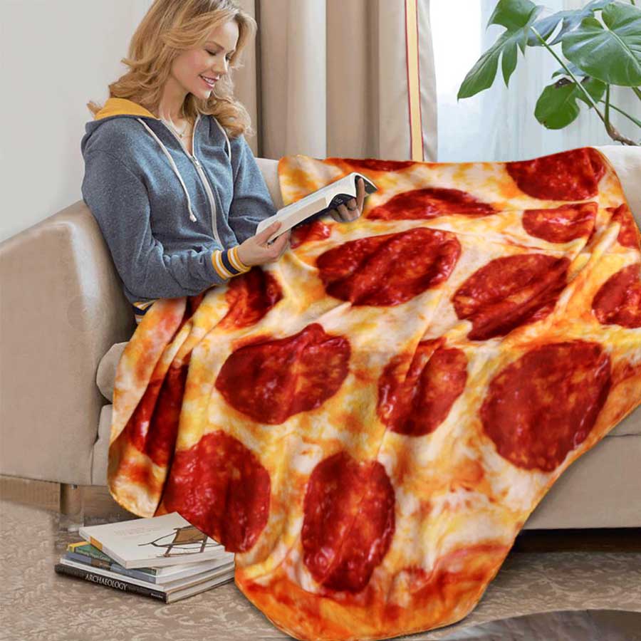 WOSTAR Soft warm flannel tortilla pizza blanket 200Gsm round shape lavash wool sofa plaid plush bedspread winter throw blanket