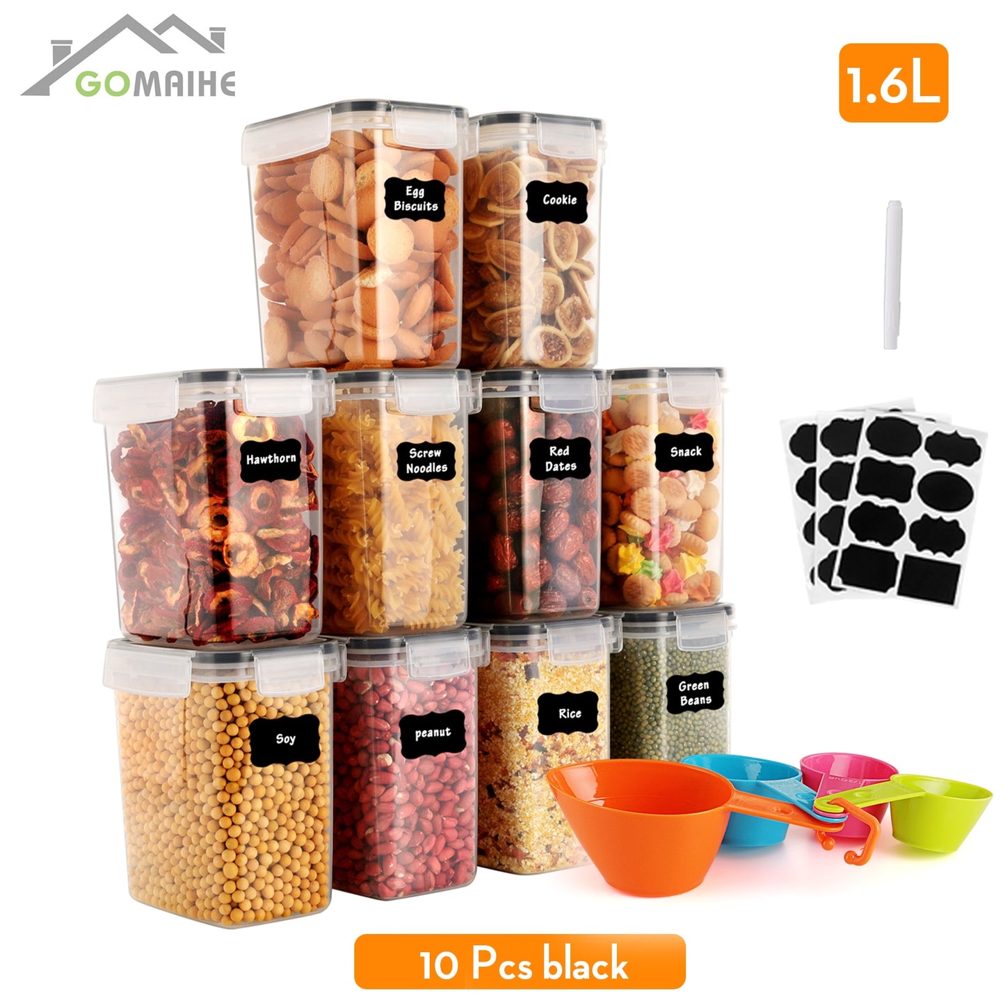 GoMaihe Food containers Kitchen jars storage Organization Cereal Dispenser for Storing Pasta kitchen Storage Organizer boxes