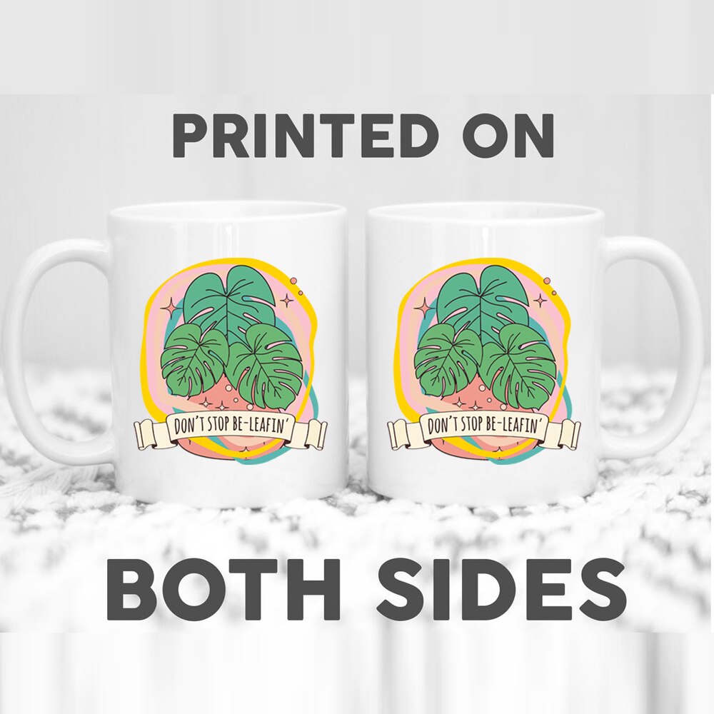 Dont Stop Beleafin Nordic Coffee Cups Monstera Deliciosa Leaf Plant Water Cup Quote Believe Juice Mug Plant Mug Colored Ceramics