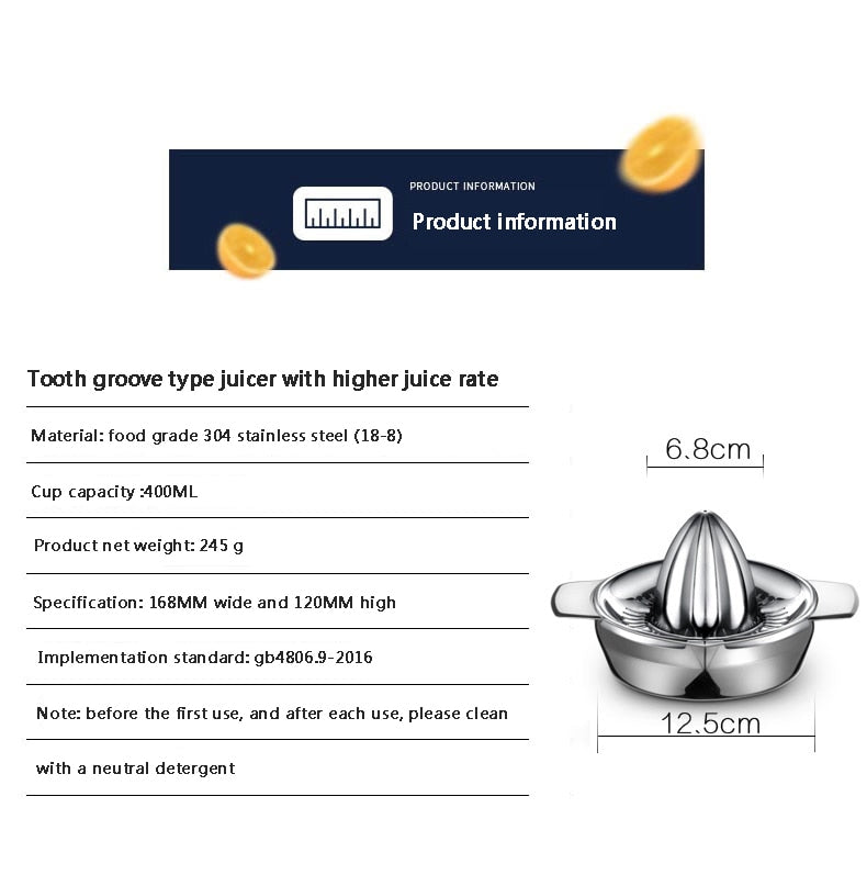 Manual Fruit Juicer 304 Stainless Steel Kitchen Tool