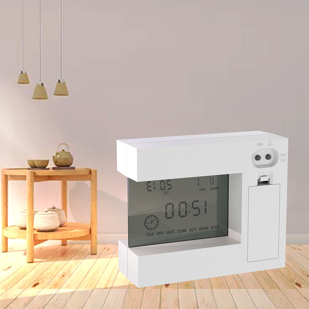 Digital Table LCD Alarm Clock White with Calendar