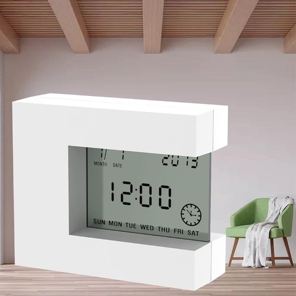 Digital Table LCD Alarm Clock White with Calendar