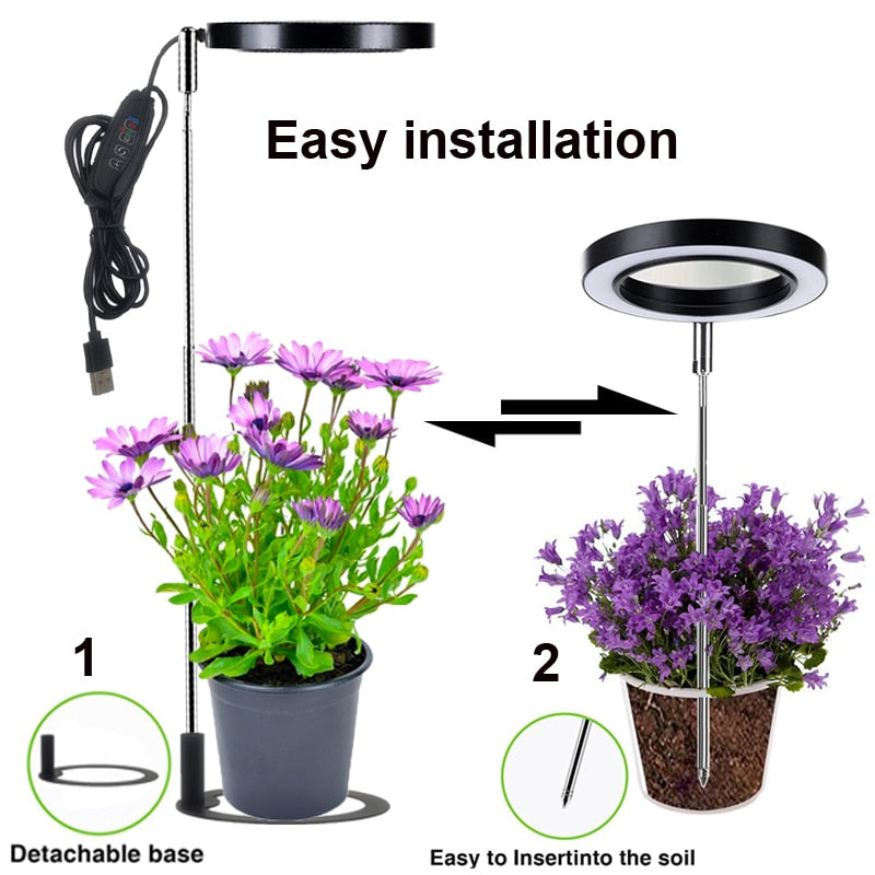 Grow Light Full Spectrum LED Plant Light for Indoor Plants Height Adjustable Growing Lamp with Timer 3/9/12H Dimmable Brightness