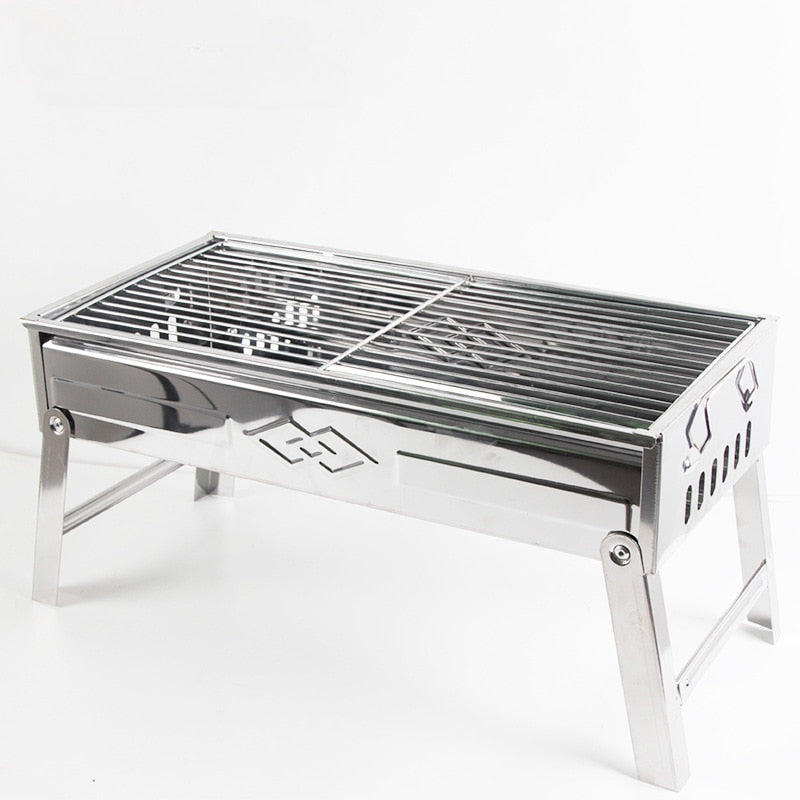Portable Folding BBQ Grill Heating Stoves Multifunction Camping Barbecue Grill Rack Net Firewood Stove Stainless Steel BBQ Grill