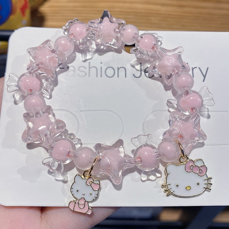 Kawaii Hello Kitty Bracelet Cinnamoroll Cartoon Anime Sanrios Bangle My Melody Jewelry Charms Cute Accessory Birthday Girls Gift