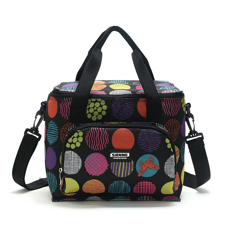 New Oxford Double Layer Cooler Lunch Bag Printed Insulated Thermal Food Picnic Handbag Portable Shoulder Lunch Box Tote