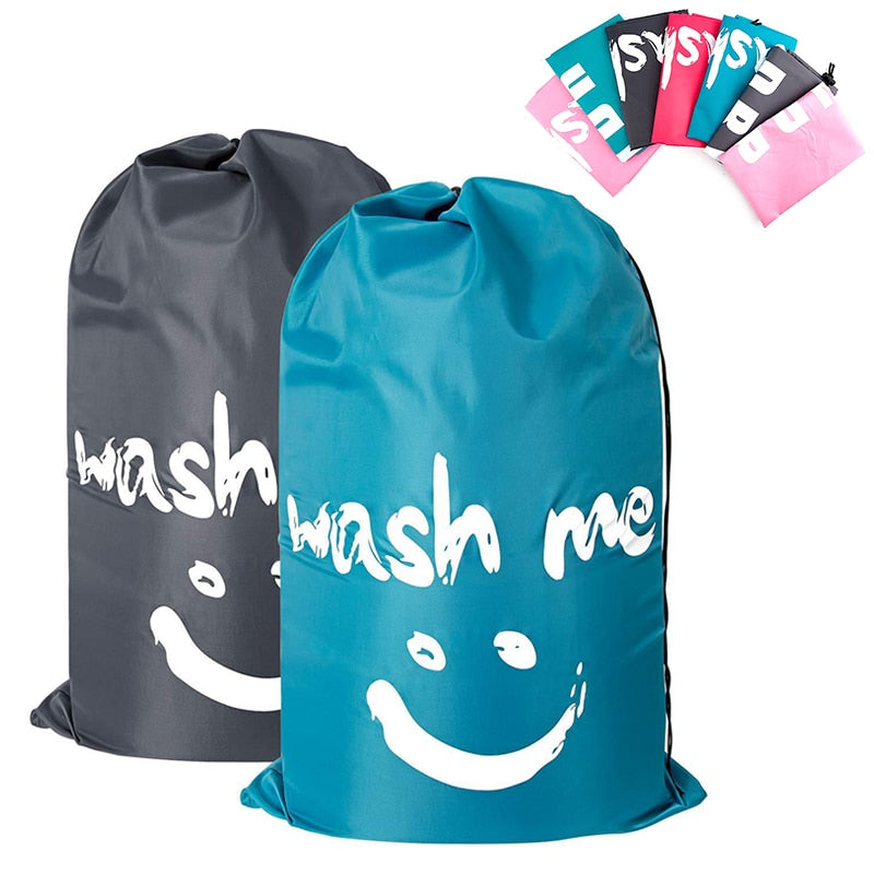 Nylon Laundry Bag Travel Bags Storage Organizer Pouch Hamper Wash Machine Washable Dirty Clothes Drawstring Bag Large Capacity
