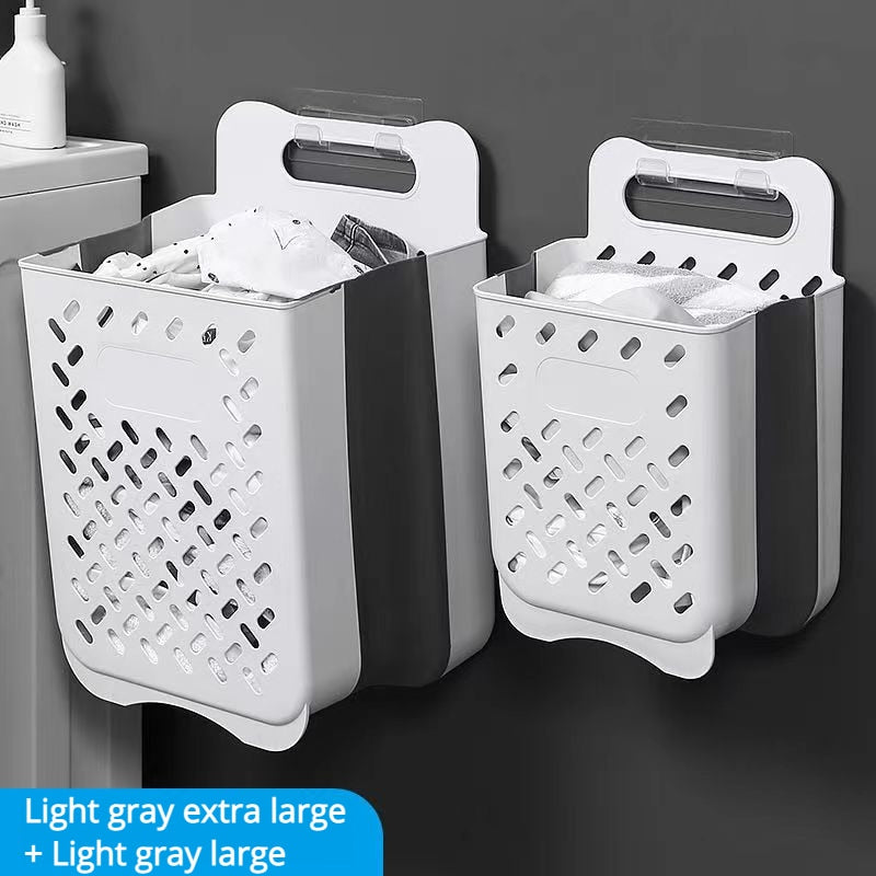 Folding Bathroom Laundry Basket Wall-mounted Dirty Clothes Storage Basket Household Laundry Bag Laundry Bathroom Organizer