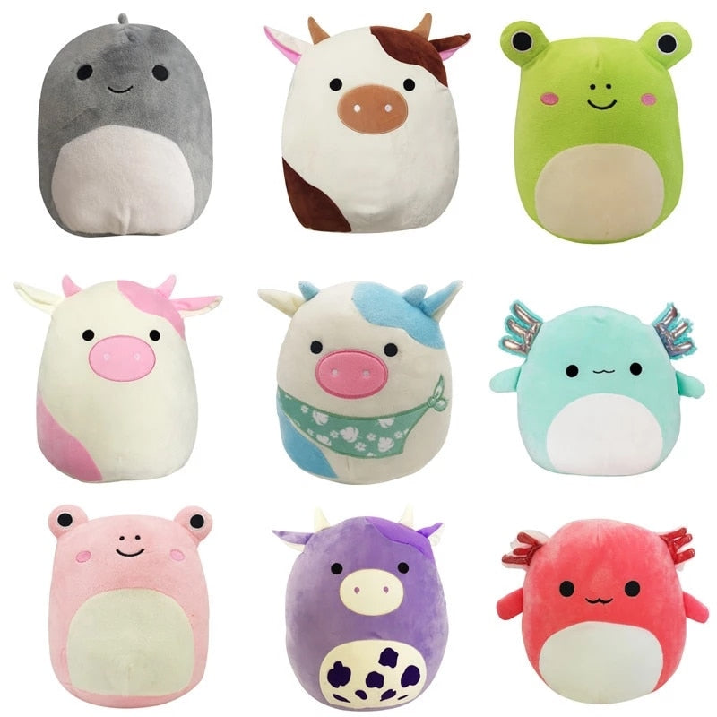 40/20cm Squishmallowed Plush Toys Kawaii Cows Dinosaur Frog Stuffed Animal Baby Dolls Soft Pillow Children Girls Christmas Gifts