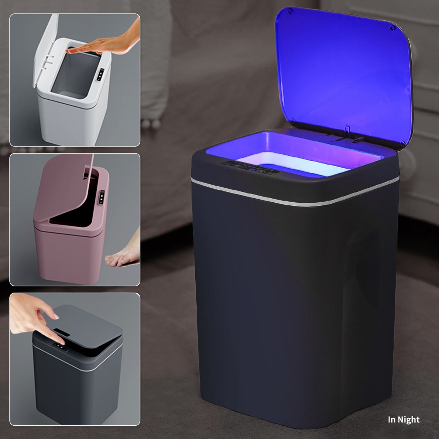 12-16L Intelligent Induction Trash Can Automatic Smart Waste Bin Bathroom Dustbin Home Living Room Kitchen Garbage Bin Storage