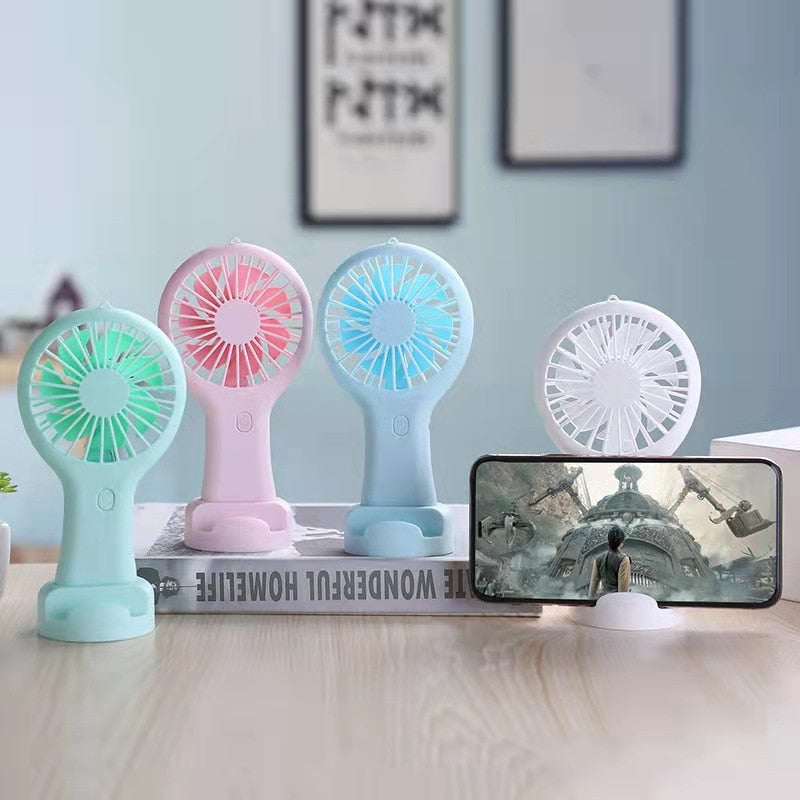 Portable Hand Fan Rechargeable Cooling Mini Usb Fan Hany Lady Children Pocket Fans Mini Ventilator With Phone Holder