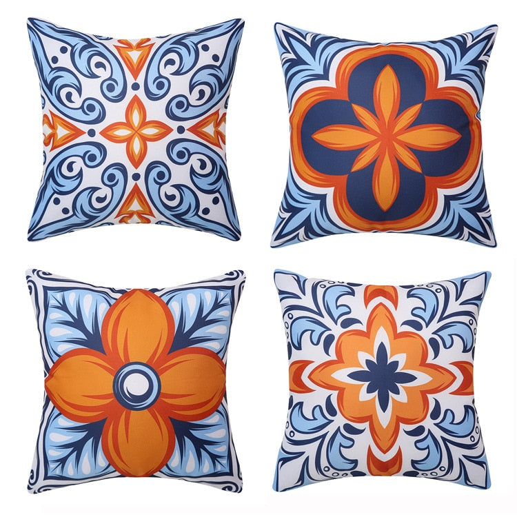 Bohemia Outdoor Waterproof PU Coated Cushion Cover Fashion Decor Sofa Pillow Cover Waterproof Pillowcase 18x18inch