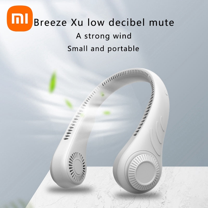 Xiaomi Portable Hanging Neckfan Mini Adjustable Neck Fan Rechargeable Air Cooler 3 Speed Electric Fan For Summer Outdoor