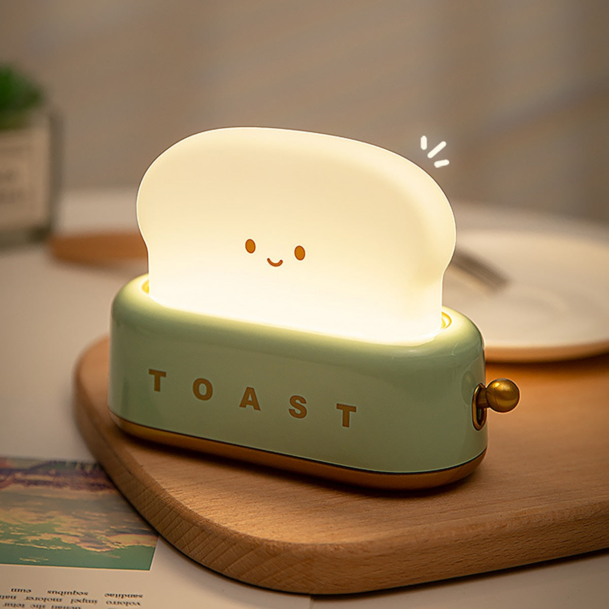 LED Bread Maker Night Light USB Charging Dimming Emotional Lights Bedroom Timing Sleeping Lamp Fun Switch Mood Light