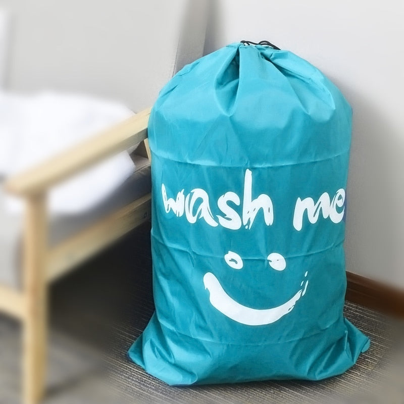 Nylon Laundry Bag Travel Bags Storage Organizer Pouch Hamper Wash Machine Washable Dirty Clothes Drawstring Bag Large Capacity
