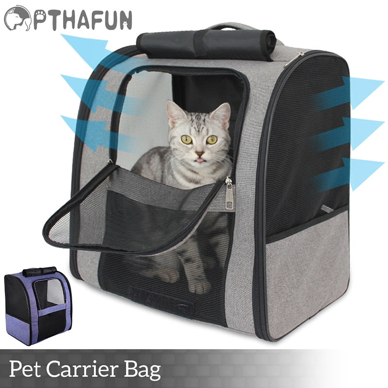Pet Carrier Bag Cat Bag Pets Backpack Outgoing Carry Cats Double Shoulder Bag Travel Breathable Puppy Bags Carriers Supplies