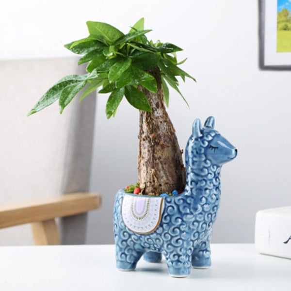 Cute Alpaca Desktop Flower Pot