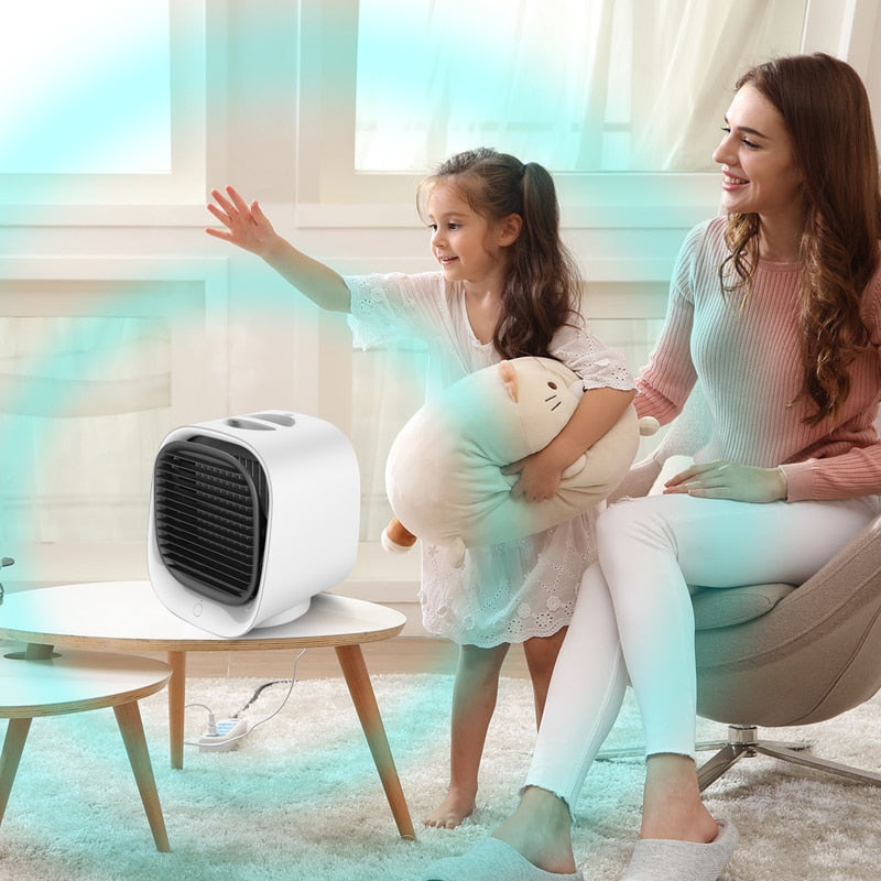 Portable Mini Air Conditioning USB Air Cooler Fan Humidifier Water Cooled Air Cooling Fan For Office Bedroom With 7 Colors Light