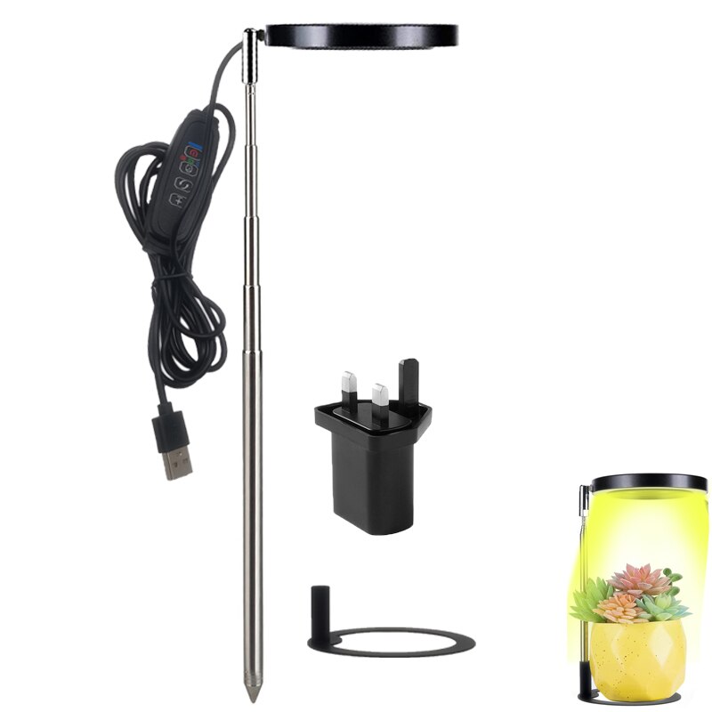 Grow Light Full Spectrum LED Plant Light for Indoor Plants Height Adjustable Growing Lamp with Timer 3/9/12H Dimmable Brightness