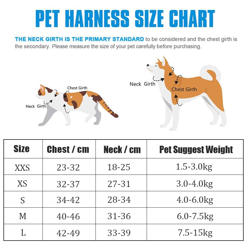 Pet Harness Vest With Leash Reflective Nylon - Harness Collars