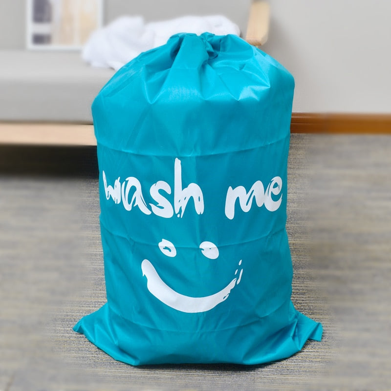 Nylon Laundry Bag Travel Bags Storage Organizer Pouch Hamper Wash Machine Washable Dirty Clothes Drawstring Bag Large Capacity