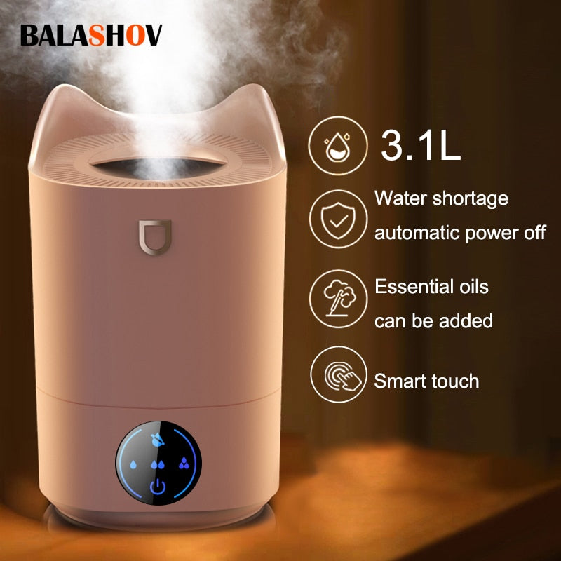 Air Humidifier 3.1L Large Capacity Home Aroma Diffuser Multifunctional 4 Gears Adjustable Perfume Humidifier