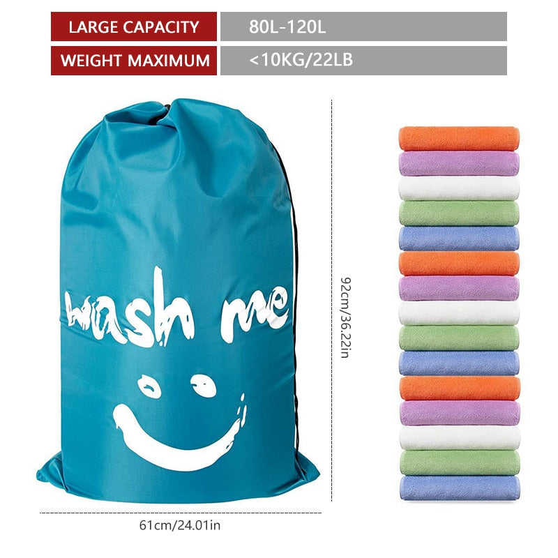 Nylon Laundry Bag Travel Bags Storage Organizer Pouch Hamper Wash Machine Washable Dirty Clothes Drawstring Bag Large Capacity