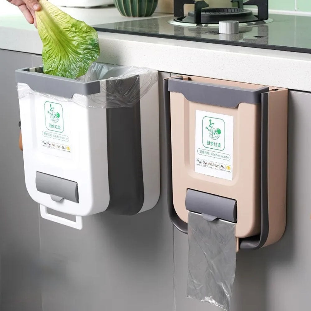 Folding Waste Bin Countertop Trash Can With Bag Holder 10l Folding Small Garbage Can With Trash Bag Container For Cabinet Door