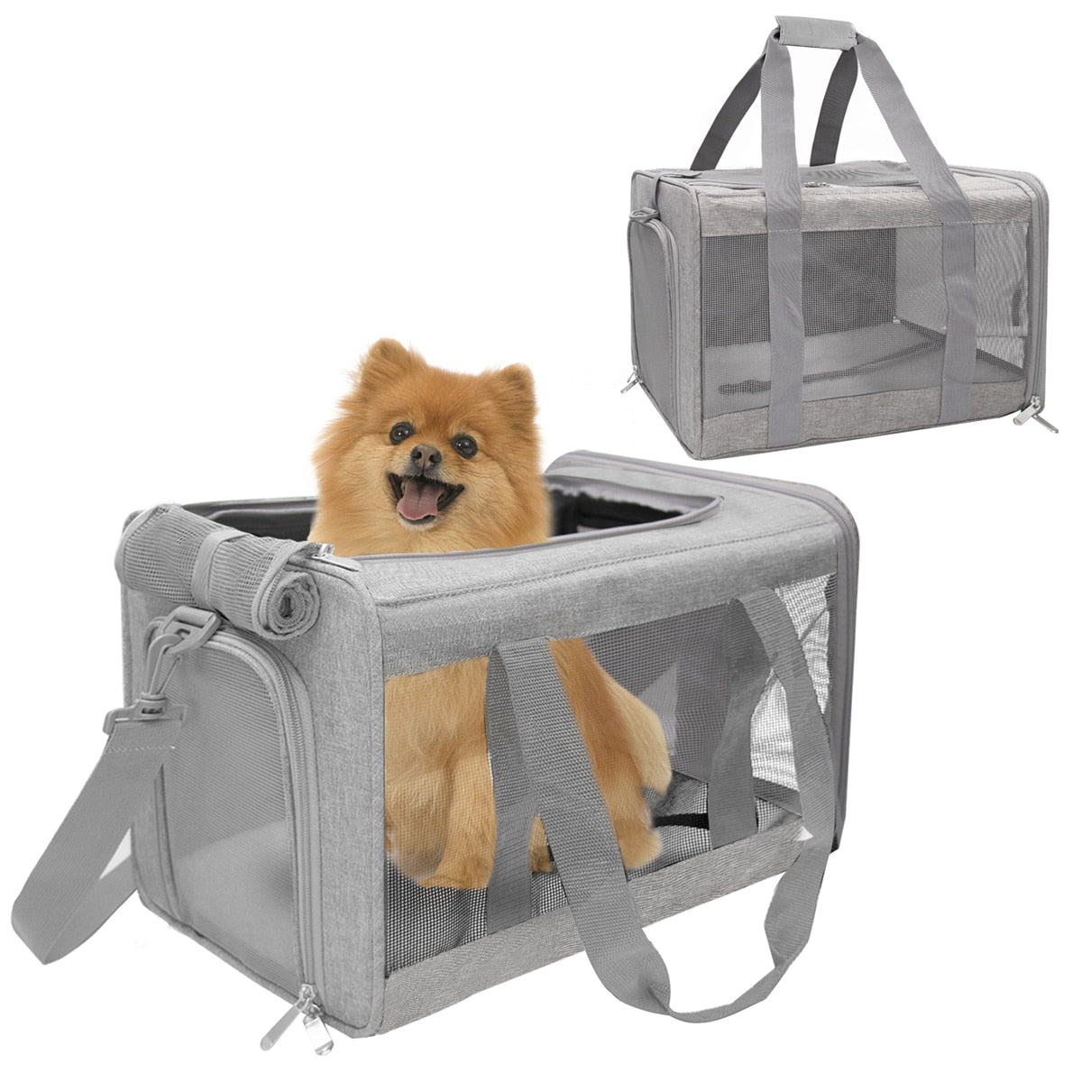 Soft Dog Carrier Backpack With Reflective Strip Airline Approved Travel Pet Transport Bag Portable Handbag For Small Dogs