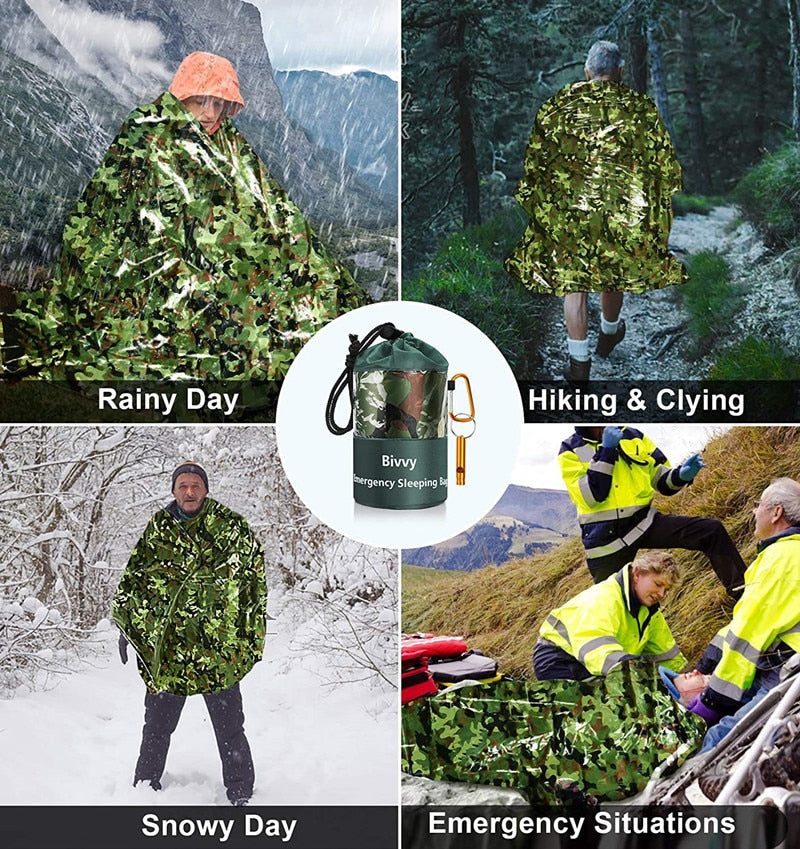 Emergency Sleeping Bags Thermal Emergency Blankets Ultralight Survival Waterproof Bivy Sack Multi Survival Gear Hiking,Camping