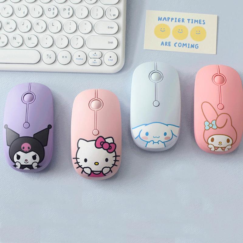 Cartoon Sanrio Wireless Mouse Kuromi My Melody Accessories Cute Beauty Kawaii Anime Silent Usb Laptop Desktop Pc Toys Girls Gift